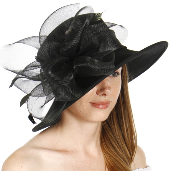 Wool Dresshat with netted feathered bow
